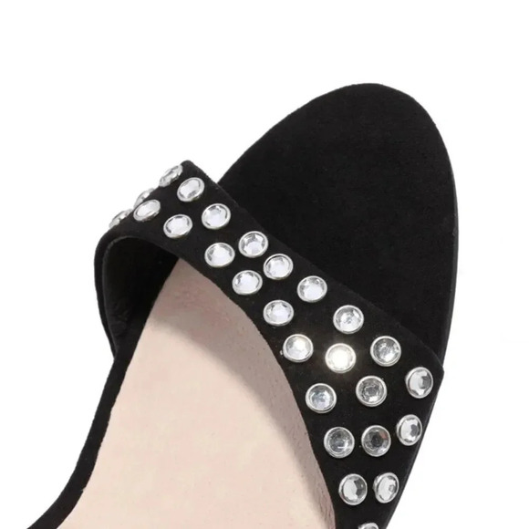 Chinese Laundry Sandals Heels Black Ankle Straps Rhinestone US 8.5 Open Toe - Picture 3 of 9